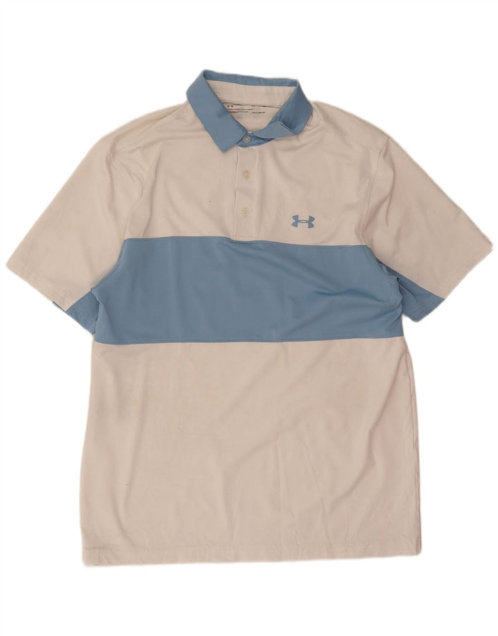 Tricou polo Under Armour pentru bărbați, mediu alb, bloc de culoare