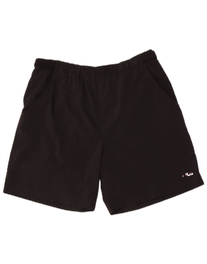 Pantaloni scurți sport Fila pentru bărbați, poliester mediu negru