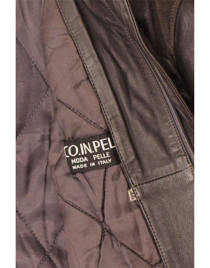 Jachetă de piele vintage pentru bărbați IT 46 Small Black Colorblock