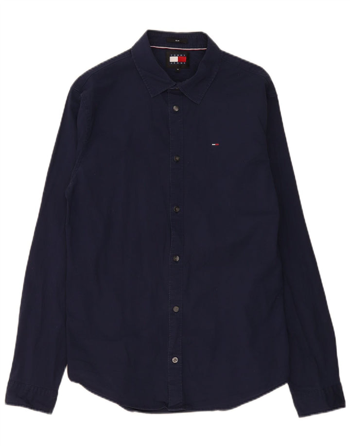 Cămașă pentru bărbați Tommy Hilfiger Slim Fit Bumbac mediu albastru bleumarin