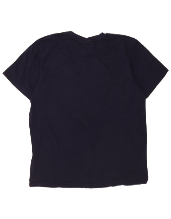 Fila Mens Graphic T-Shirt Top Medium Navy Blue Colourblock Cotton