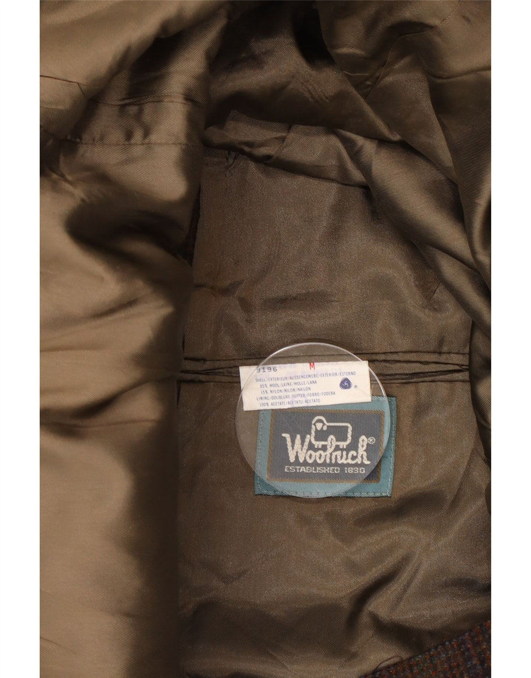 Jachetă pentru bărbați Woolrich cu 2 nasturi, UK 38, lână maro medie, picior de gală