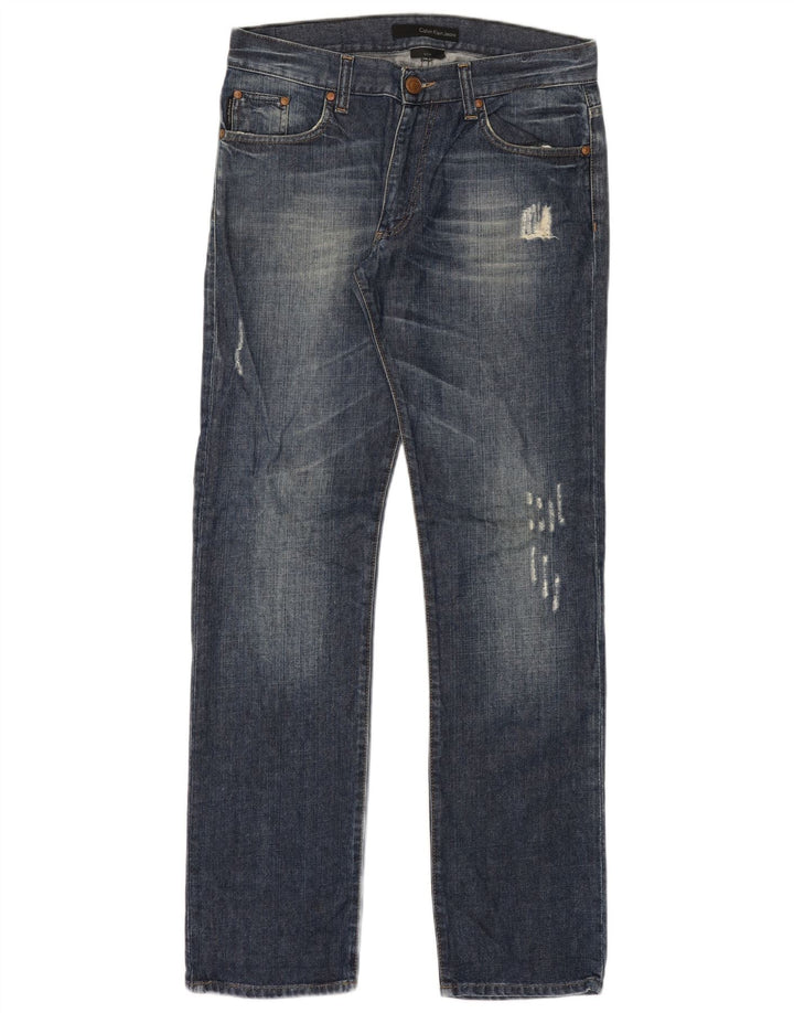 Blugi slim pentru bărbați Calvin Klein Distressed W31 L33 Bumbac albastru