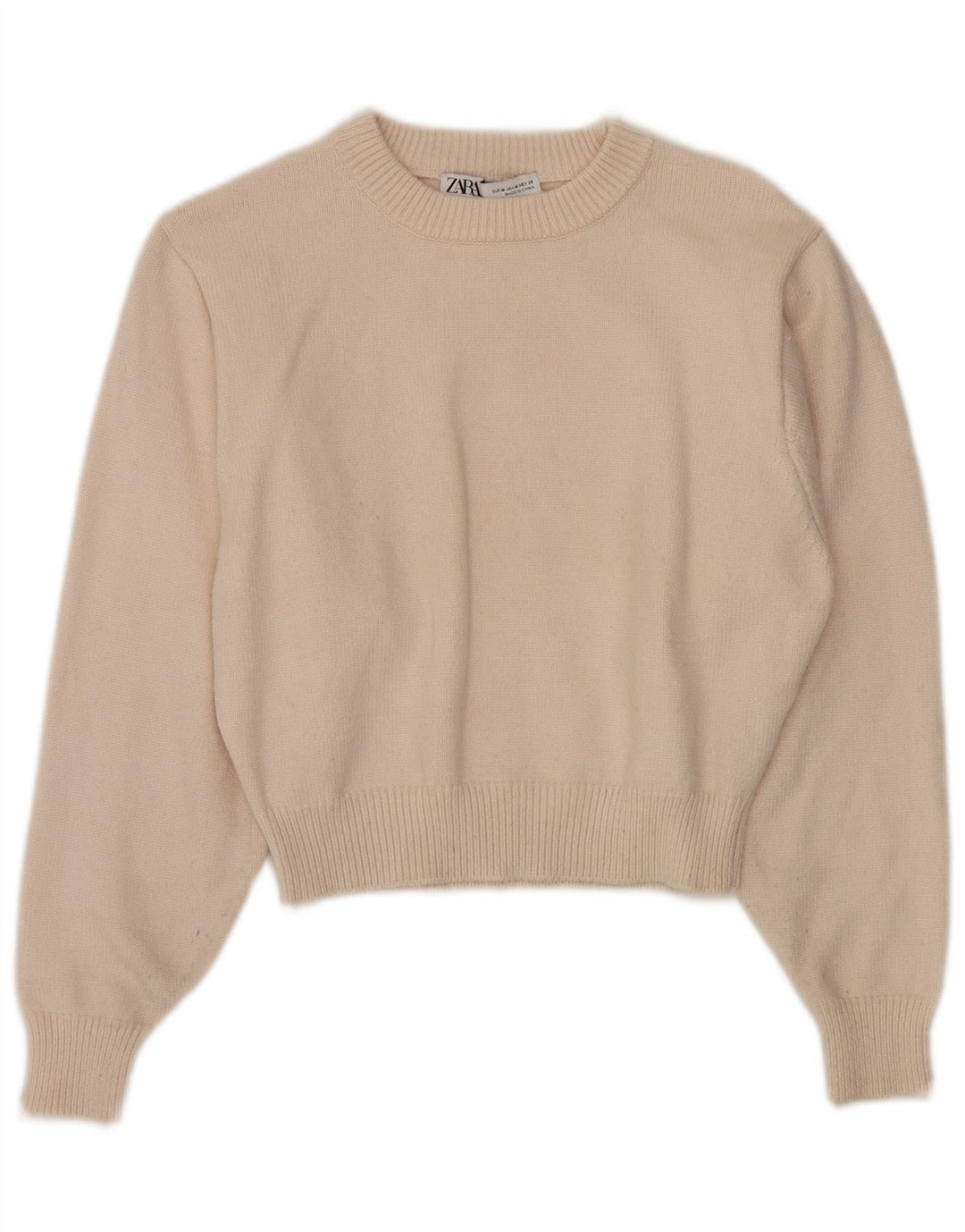 Pulover pentru femei Zara Crop Crew Gate UK 12 Medium Off White Viscose