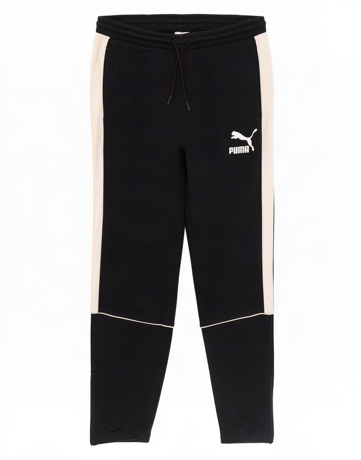 Pantaloni de trening Puma pentru bărbați, bumbac color bloc negru mediu