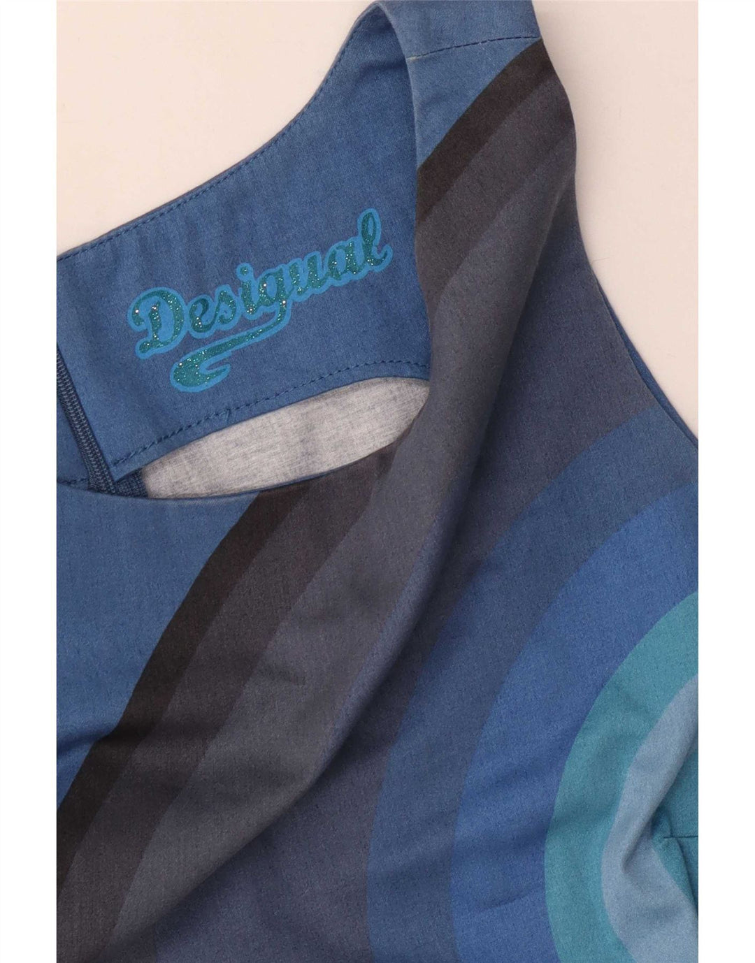 Rochie teacă fără mâneci Desigual pentru damă, cu dungi albastre medii, EU 38