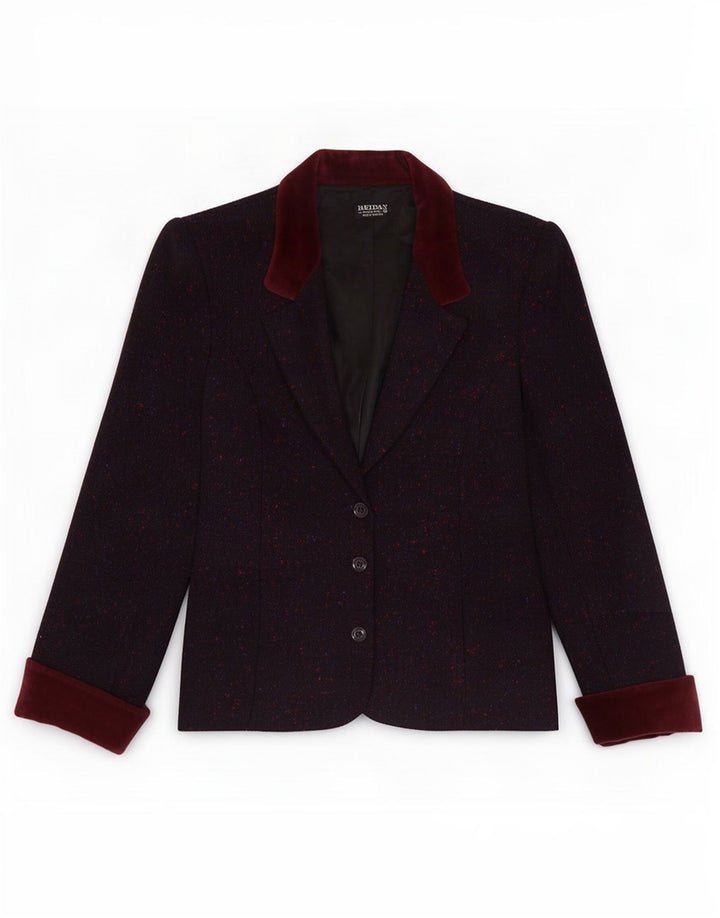 Sacou blazer pentru femei Reldan cu 3 nasturi UK 14 Medium Burgundy Lână nouă cu pete