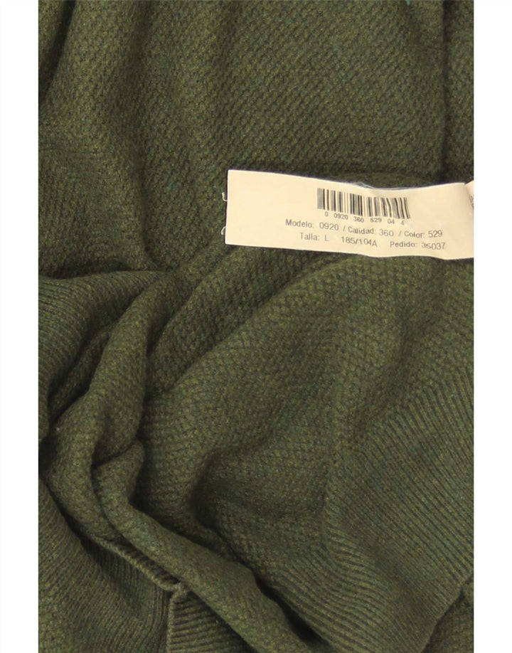 Massimo Dutti Pulover cu decolteu în V pentru bărbați, bumbac verde mare