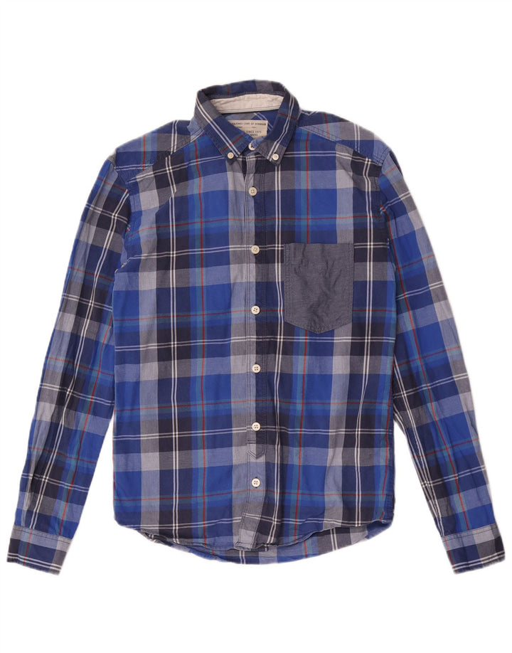 Cămașă de flanel pentru băieți Jack & Jones 11-12 ani, bumbac cu carouri albastre