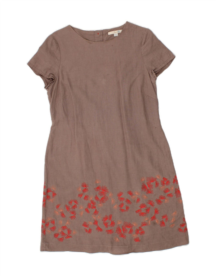 BODEN Womens Short Sleeves Basic Dress UK 12 Medium Grey Floral Cotton Vintage Boden and Second-Hand Boden from Messina Hembry 