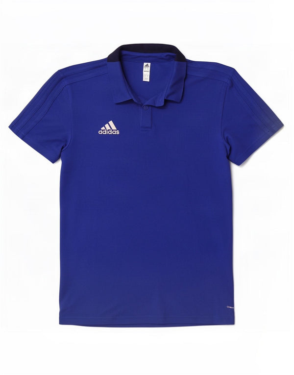 Tricou polo Adidas Climalite pentru bărbați, bumbac color block, albastru mediu