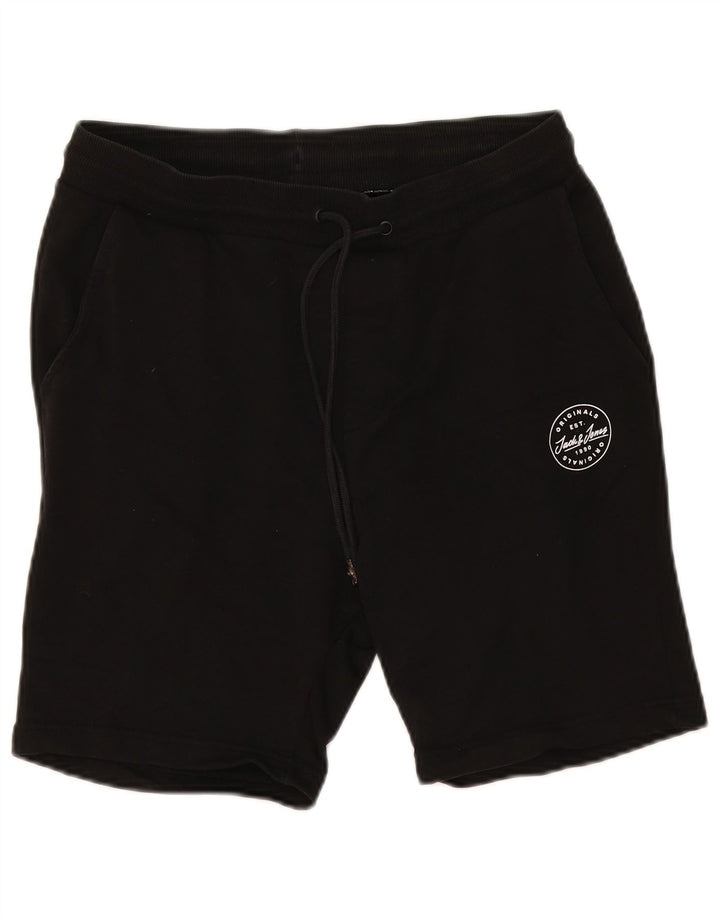Pantaloni scurți sport Jack & Jones pentru bărbați, bumbac mediu negru