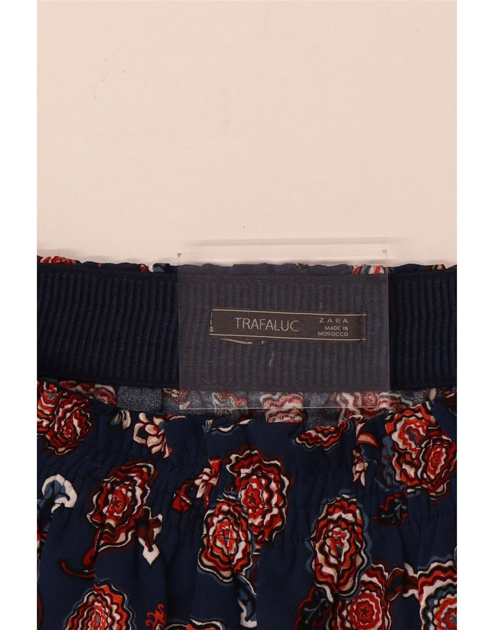 Fusta Mini Zara Femei Medium W28 Albastru Marin Floral