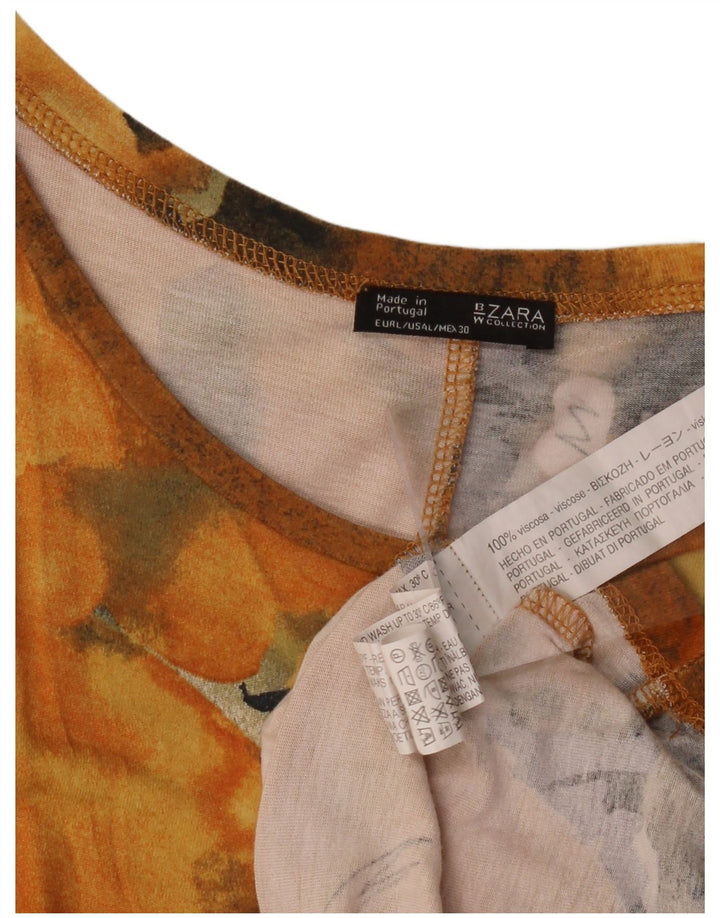 Tricou cu grafic pentru femei ZARA UK 16 mare, viscoză Tie Dye portocalie