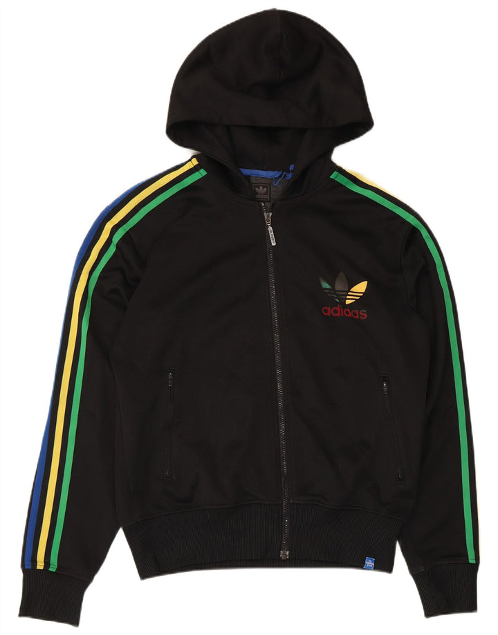 Pulover Adidas pentru bărbați, cu fermoar, poliester mediu negru