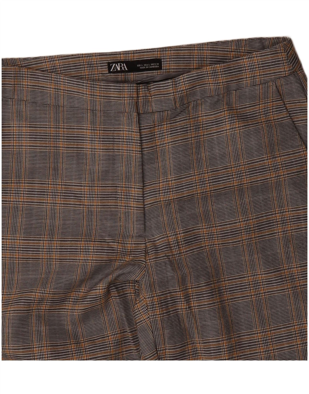 Pantaloni chino drepți ZARA pentru femei L30 L26 Gri Houndstooth