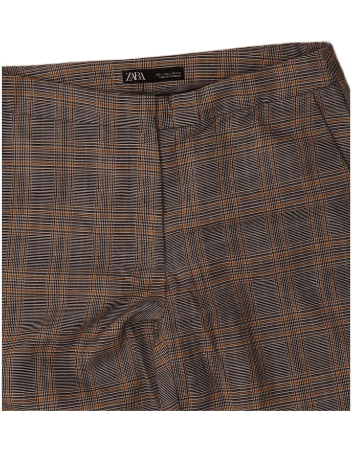 Pantaloni chino drepți ZARA pentru femei L30 L26 Gri Houndstooth