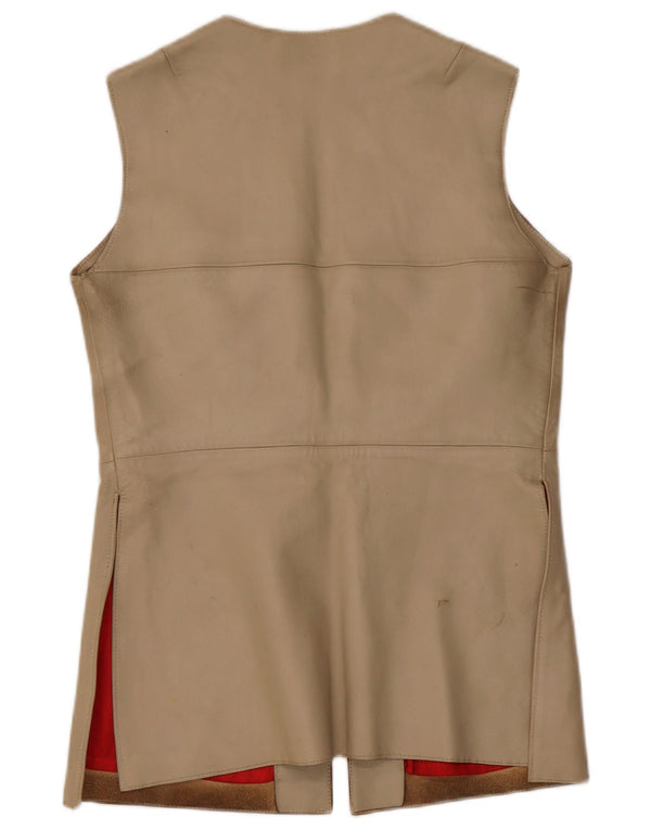 Gilet de damă vintage din piele IT 38 XS bej