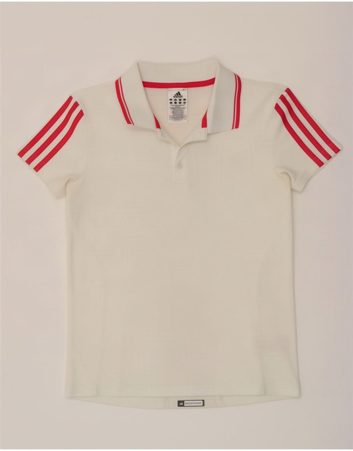 Tricou polo Adidas pentru femei UK 14 Medium White Colorblock Poliester