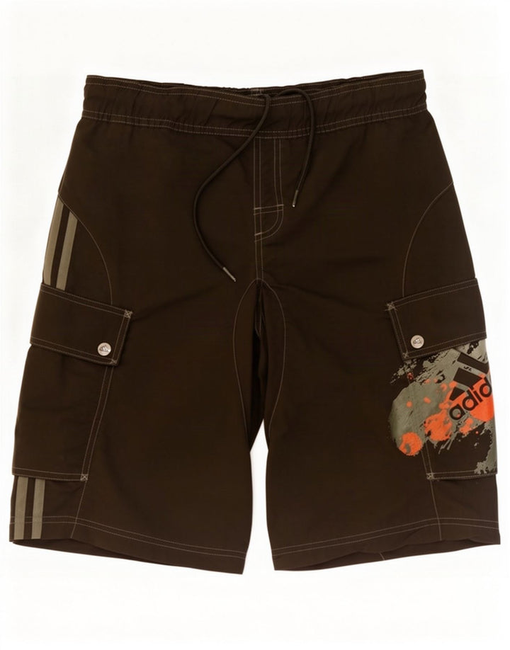 Pantaloni scurți de înot cu grafică Adidas pentru bărbați, poliamidă kaki mici