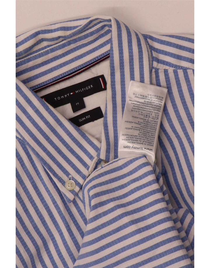 Cămașă Slim Fit Tommy Hilfiger pentru bărbați, bumbac cu dungi albastre medii