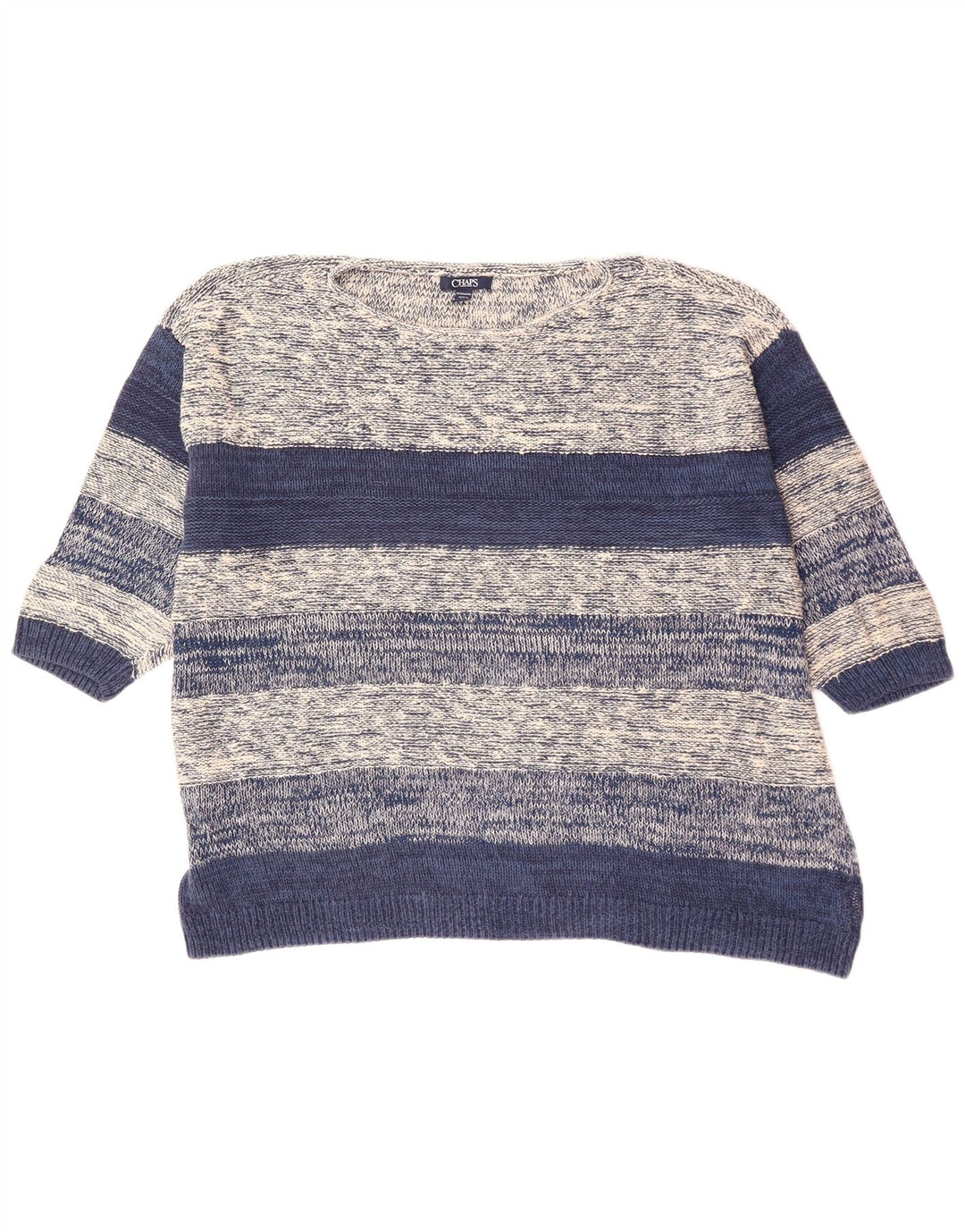 Pulover CHAPS pentru damă, cu mâneci 3/4, cu gât barcă, Marea Britanie 22 3XL, cu dungi gri