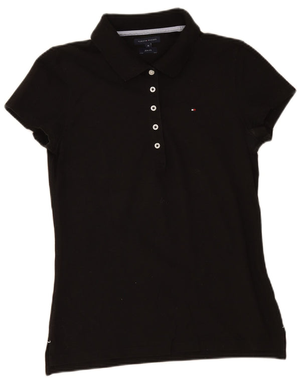 Tricou polo Tommy Hilfiger pentru femei Slim Fit UK 12 Medium Negru