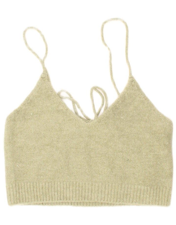 Top Crop tricot pentru femei Zara mic, verde acrilic