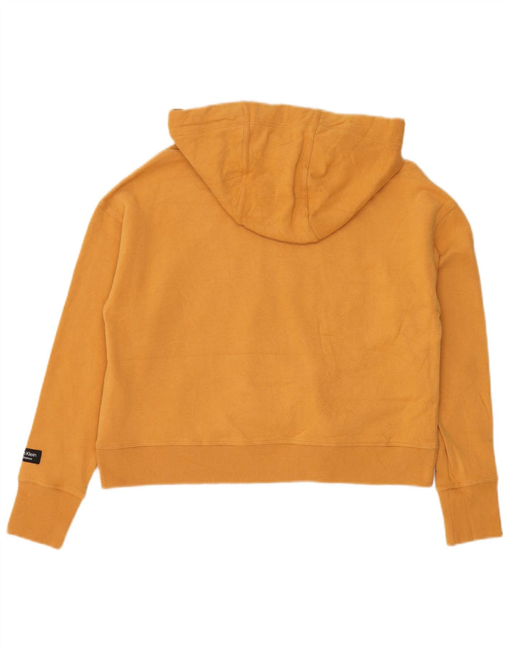 CALVIN KLEIN Pulover oversized Crop Hoodie pentru femei UK 10 Small Yellow