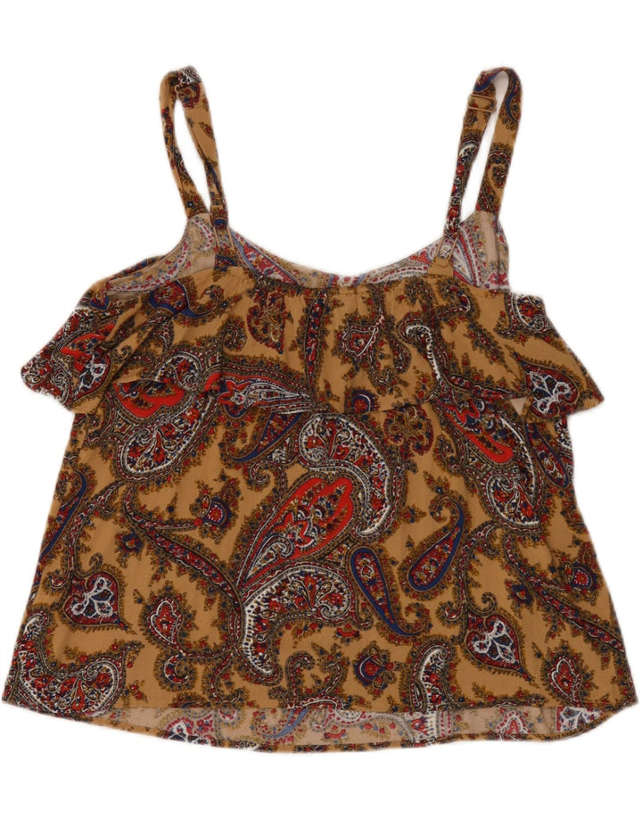 Fat Face pentru femei Crop Cami Top UK 12 Medium Brown Paisley Viscose