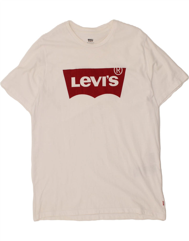 LEVI'S Mens Graphic T-Shirt Top Large White Cotton Vintage Levi's and Second-Hand Levi's from Messina Hembry 