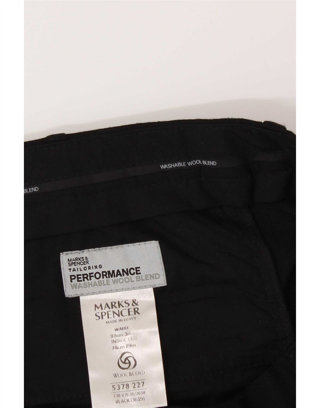 Pantaloni de costum pentru bărbați Marks & Spencer L38 L29 Poliester negru