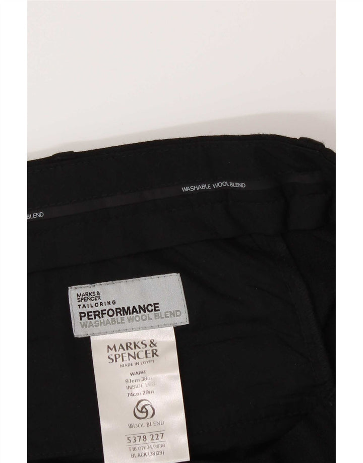 Pantaloni de costum pentru bărbați Marks & Spencer L38 L29 Poliester negru