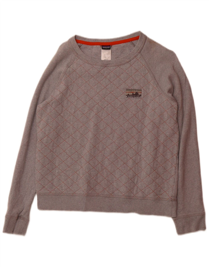 PATAGONIA Womens Sweatshirt Jumper UK 14 Medium Grey Argyle/Diamond Cotton