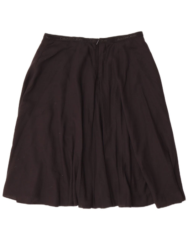 CALVIN KLEIN Womens Graphic Flared Skirt Large W32  Black Lyocell