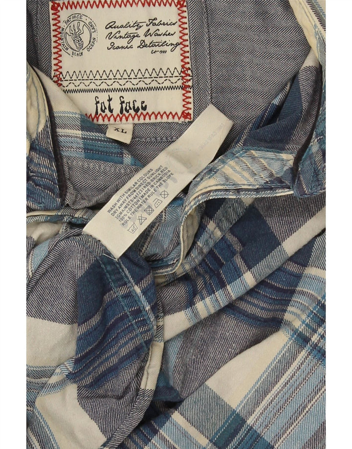 Cămașă de flanel pentru bărbați Fat Face XL, bumbac carouri albastru