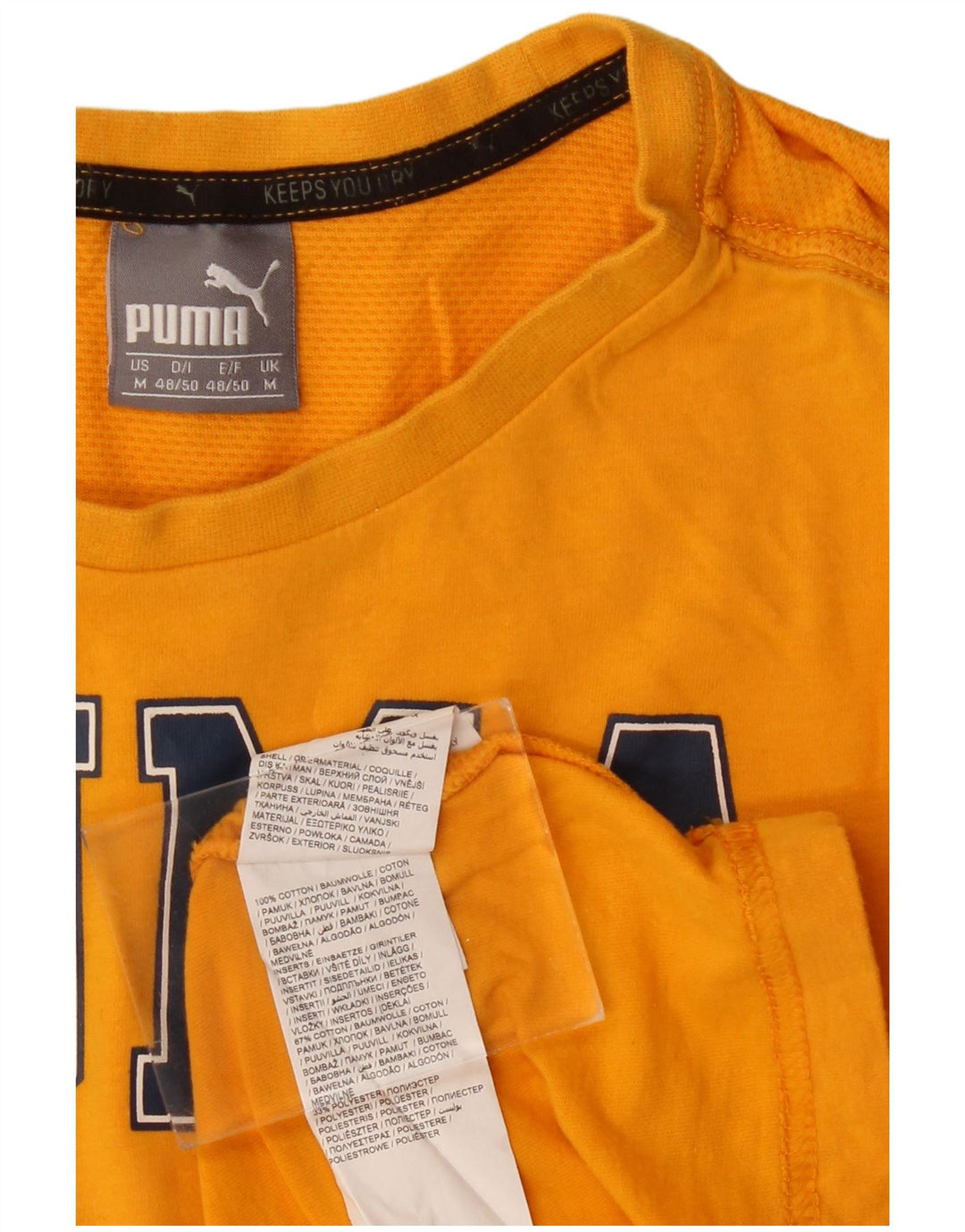 Tricou grafic PUMA pentru bărbați Top din bumbac galben mediu