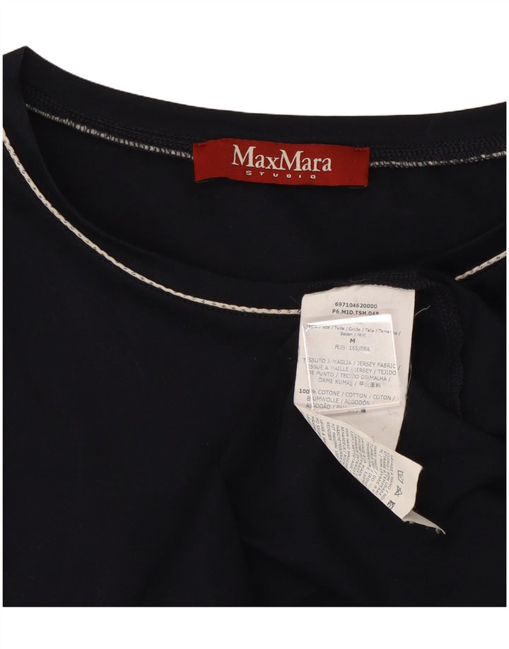 Bluză MAX MARA pentru femei, cu mâneci jumate, UK 14, bumbac mediu, albastru marin