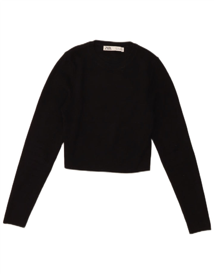 Crop Top femeie Zara UK 14 mare, negru, viscoză