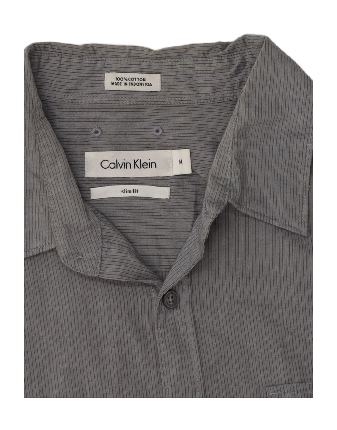 Cămașă pentru bărbați Calvin Klein Slim Fit, bumbac cu dungi gri mediu