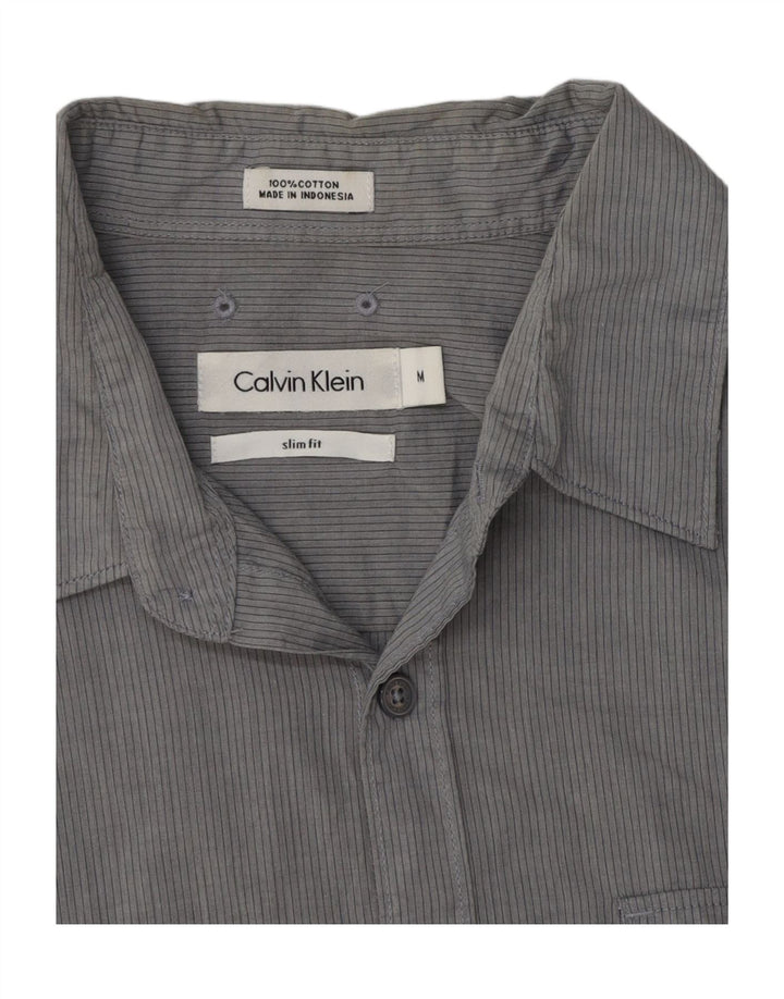 Cămașă pentru bărbați Calvin Klein Slim Fit, bumbac cu dungi gri mediu
