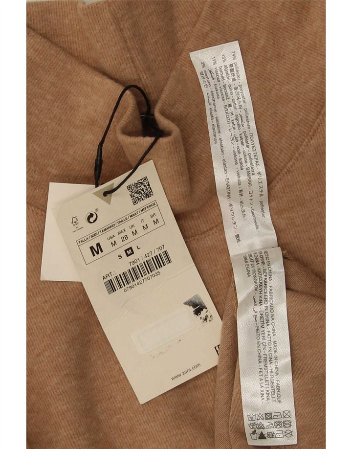 Rochie A-Line Zara Femei cu mâneci 3/4 UK 12 Medium Bej Poliester