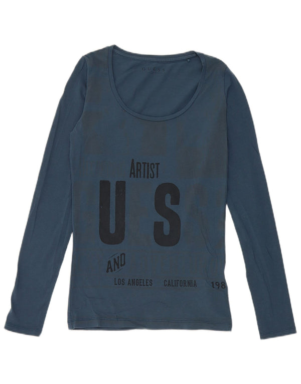 Guess Artist Graphic Top pentru femei cu mânecă lungă UK 6 XS Blue Bumbac