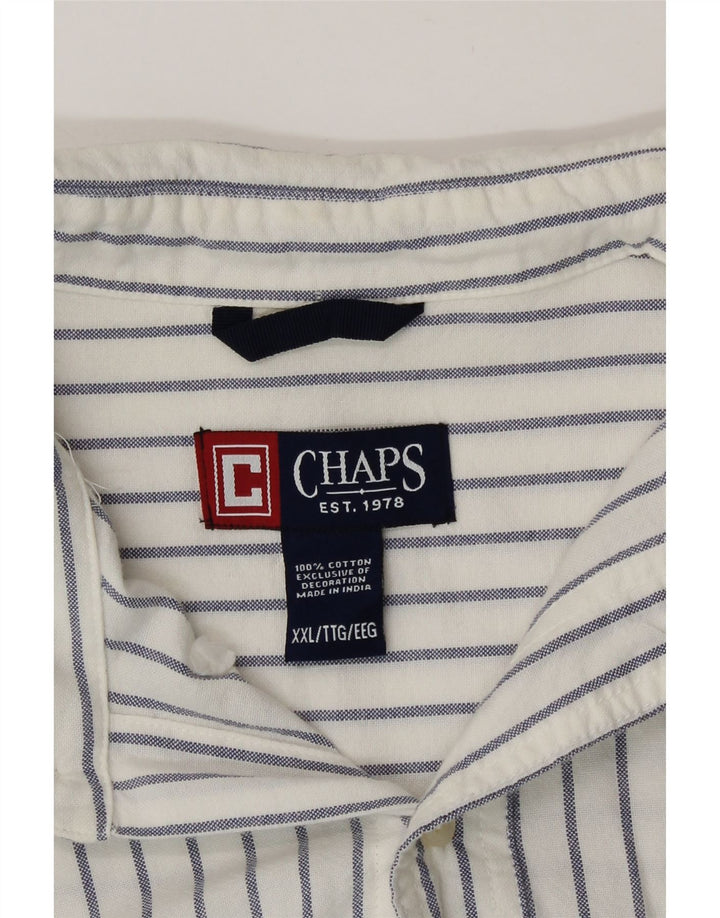 Chaps Mens Shirt 2XL White Pinstripe Cotton