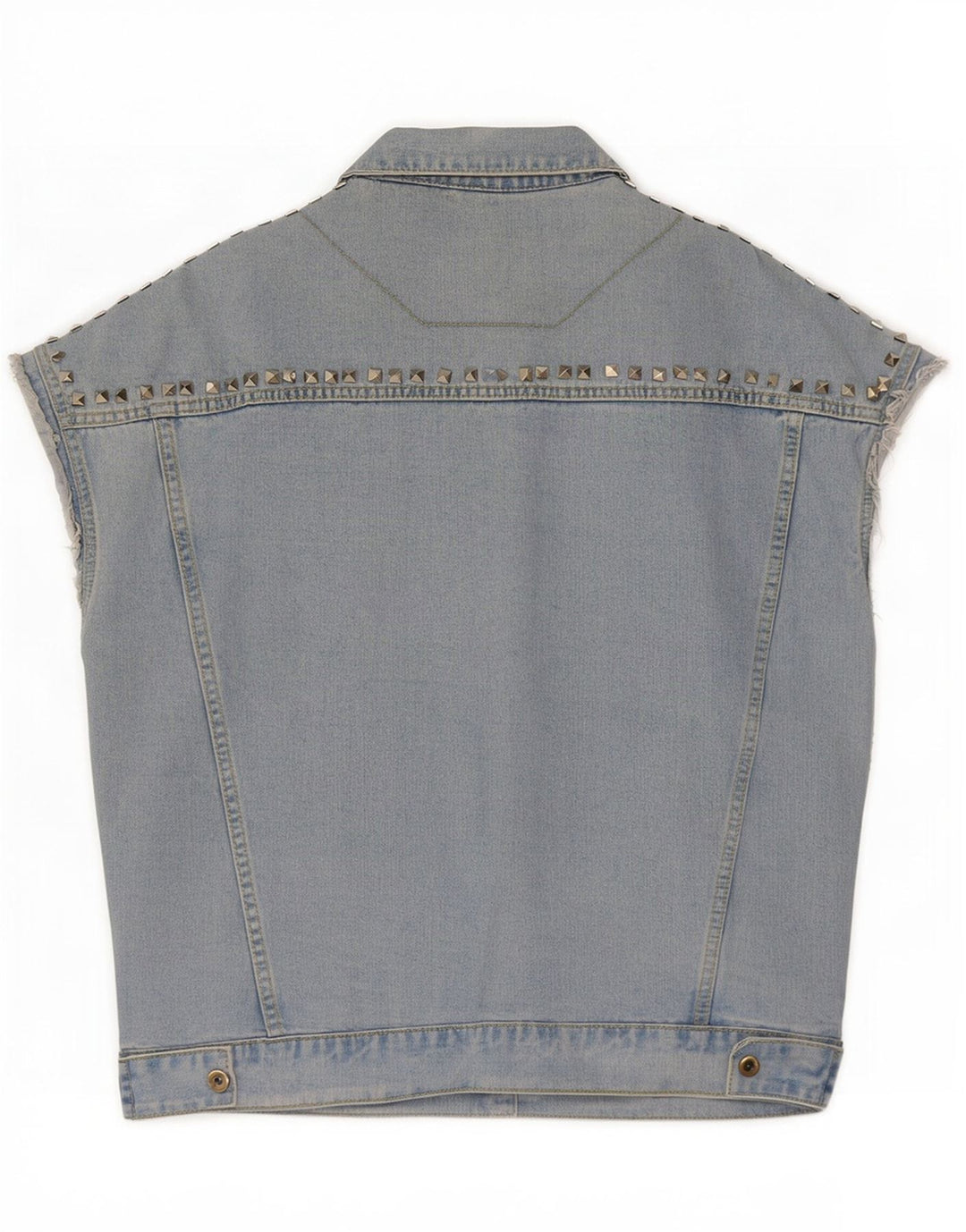 Jachetă de blugi vintage cu mânecă scurtă pentru femei UK 16 Large Blue