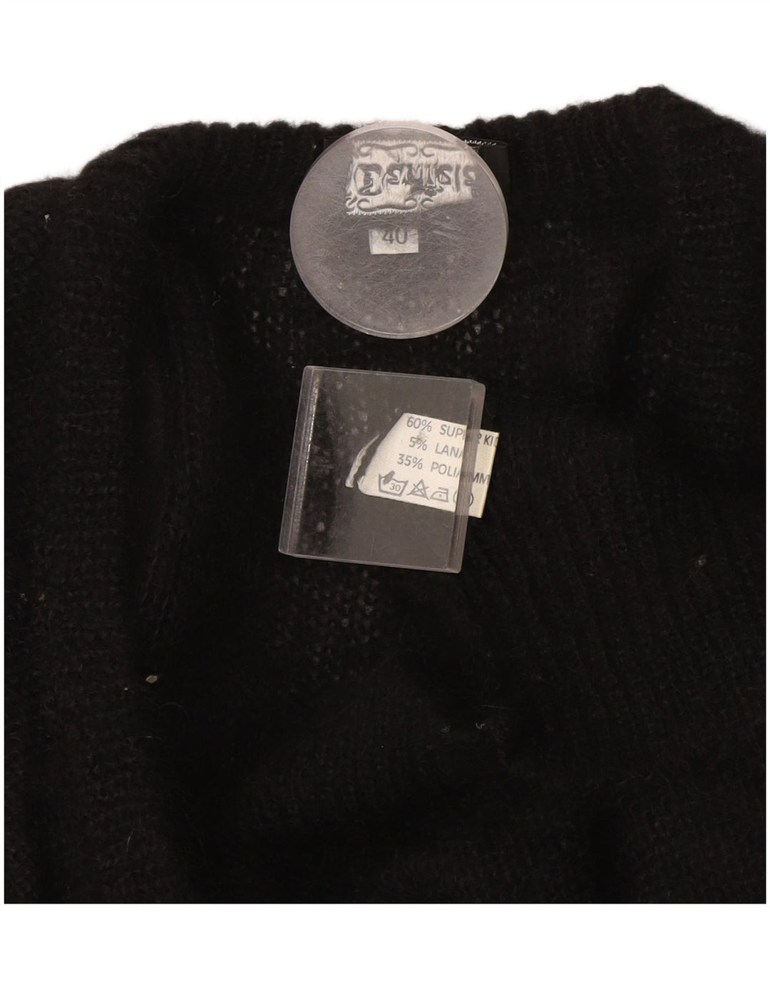 Pulover Cardigan Vintage pentru Damă EU 40 Mohair Negru Mediu