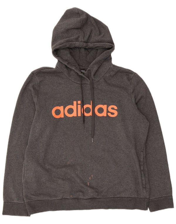 Pulover cu glugă cu grafic Adidas pentru femei UK 20/22 XL bumbac gri