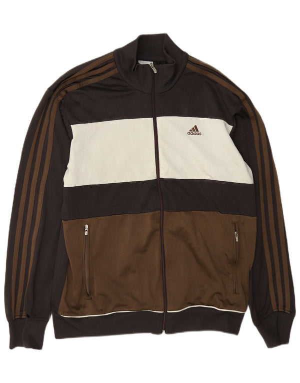 Jachetă de trening pentru bărbați Adidas, maro mediu, poliester bloc de culoare
