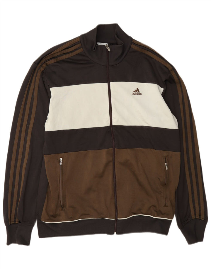 Jachetă de trening pentru bărbați Adidas, maro mediu, poliester bloc de culoare