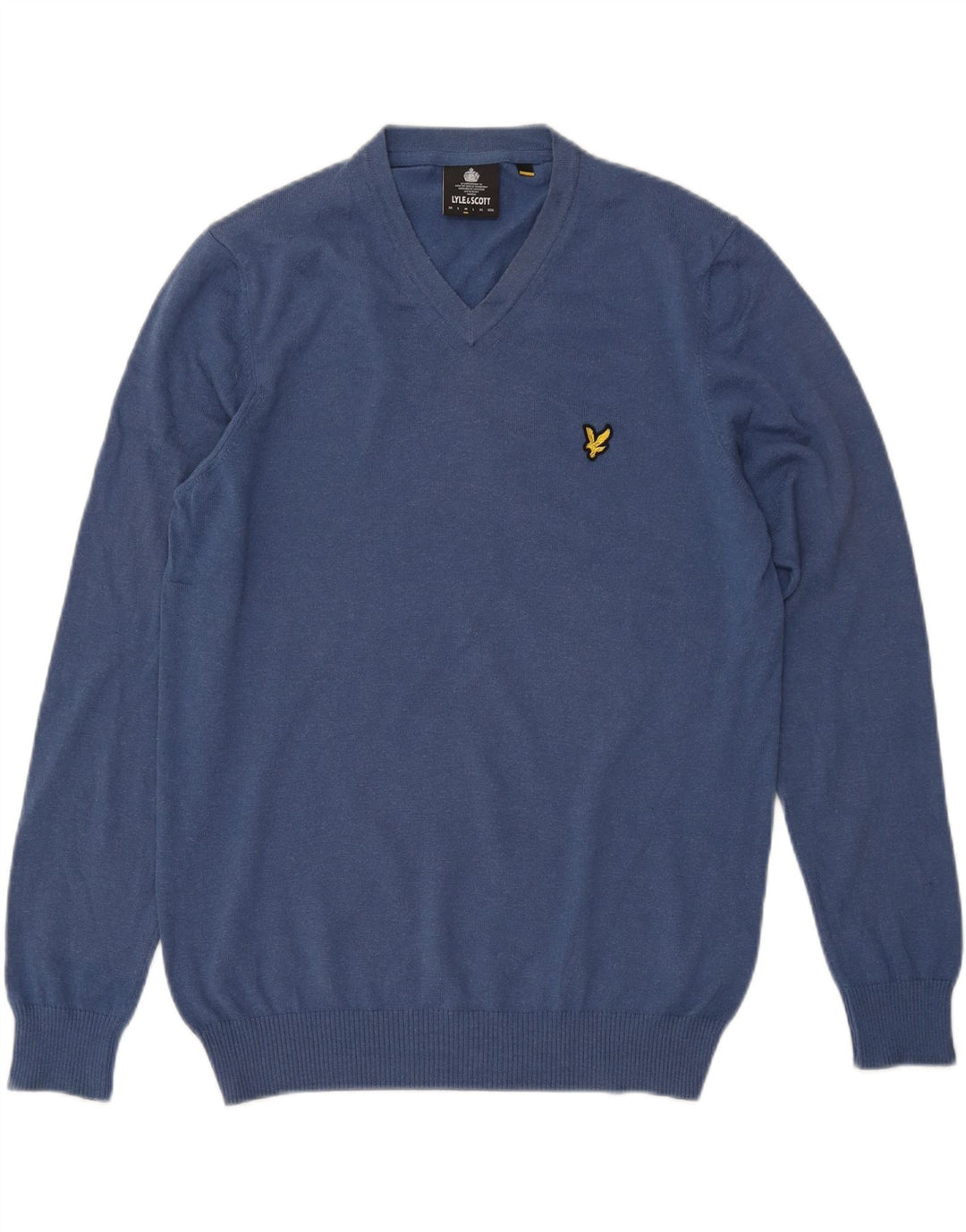Pulover cu decolteu în V Lyle & Scott pentru bărbați, bumbac albastru mediu